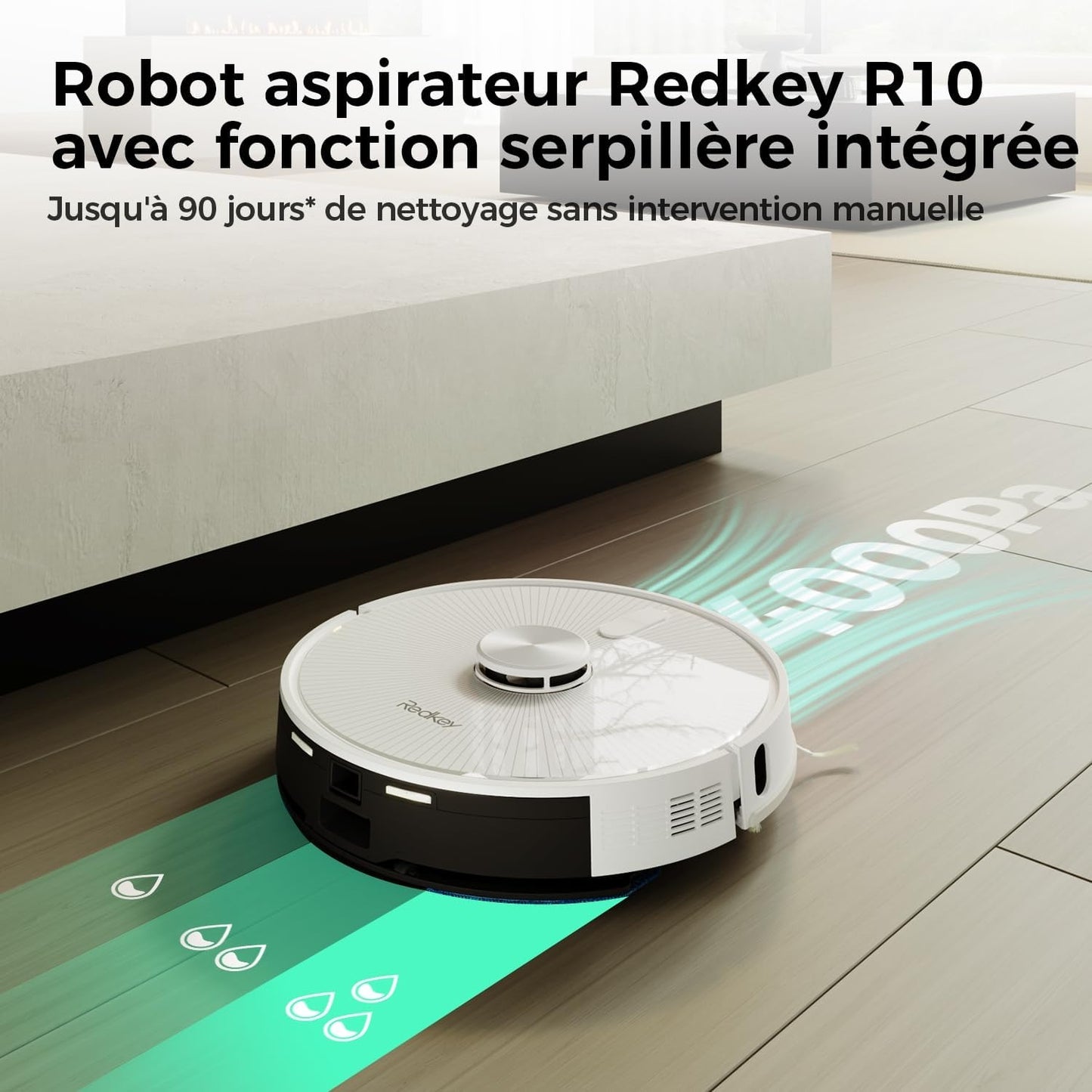 Robot Aspirateur et Vadrouille 2-en-1 Redkey R10